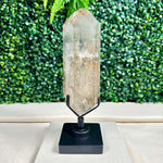 Garden Smoky Quartz DT point with stand from Amezoni Crystals, front view