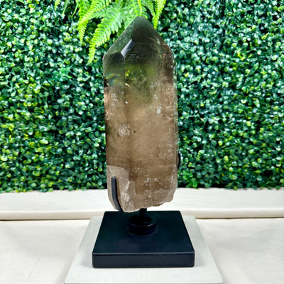 SMOKY PHANTOM GARDEN QUARTZ POINT W/ SPINNING STAND