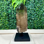 Smoky Phantom Garden Quartz Point with Spinning Stand from Amezoni Crystals, front view