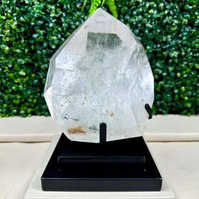 Diamantina Inclusion Quartz Polished Point with Stand from Amezoni Crystals, front view