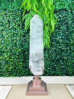 Lemurian Quartz Point with Stand from Amezoni Crystals, front view