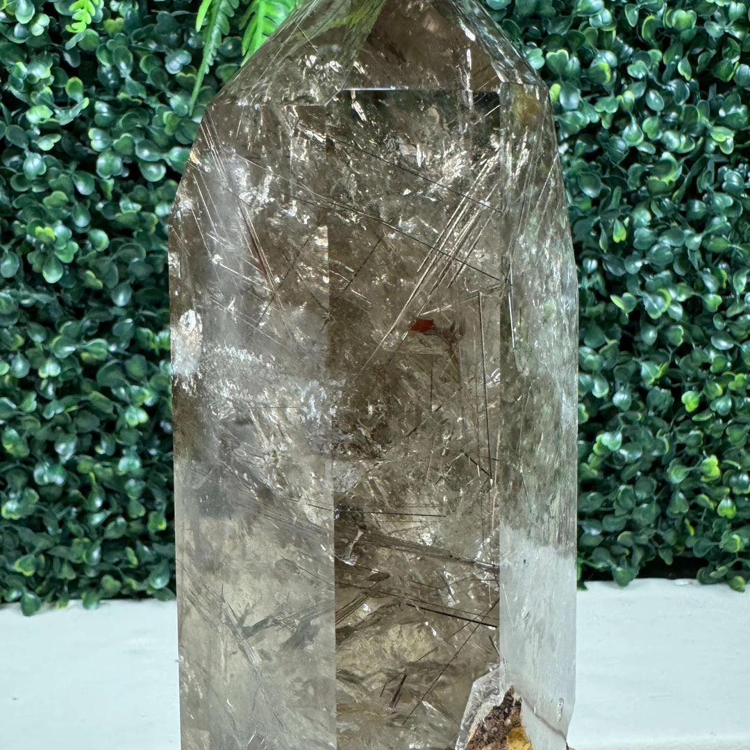 Rutilated Smoky Quartz Point with stand