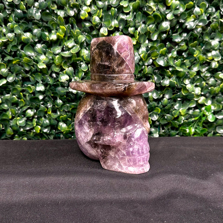 Super 7 Amethyst Carving Skull with Hat