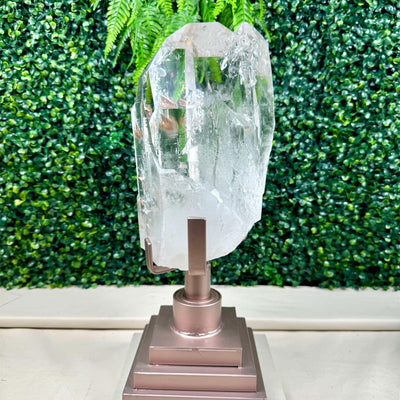 Diamantina Quartz Display Piece - Super High Quality Diamantina Elestial with Stand from Amezoni Crystals, front view