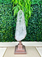Lemurian Quartz Point with Stand from Amezoni Crystals, front view