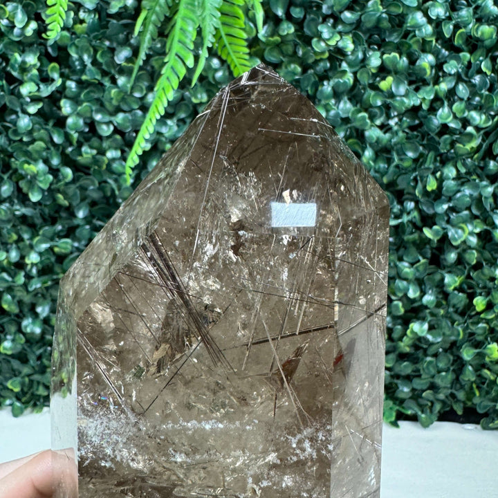 Rutilated Smoky Quartz Point with stand