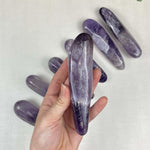 Side view of Polished Amethyst Wand - Wholesale Bulk Lot showing natural crystal details