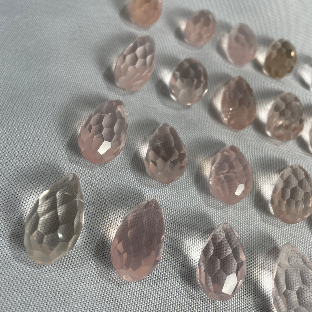 TEARDROP BRIOLETTE FACETED ROSE QUARTZ CABOCHON WHOLESALE - Amezoni Crystals Wholesale