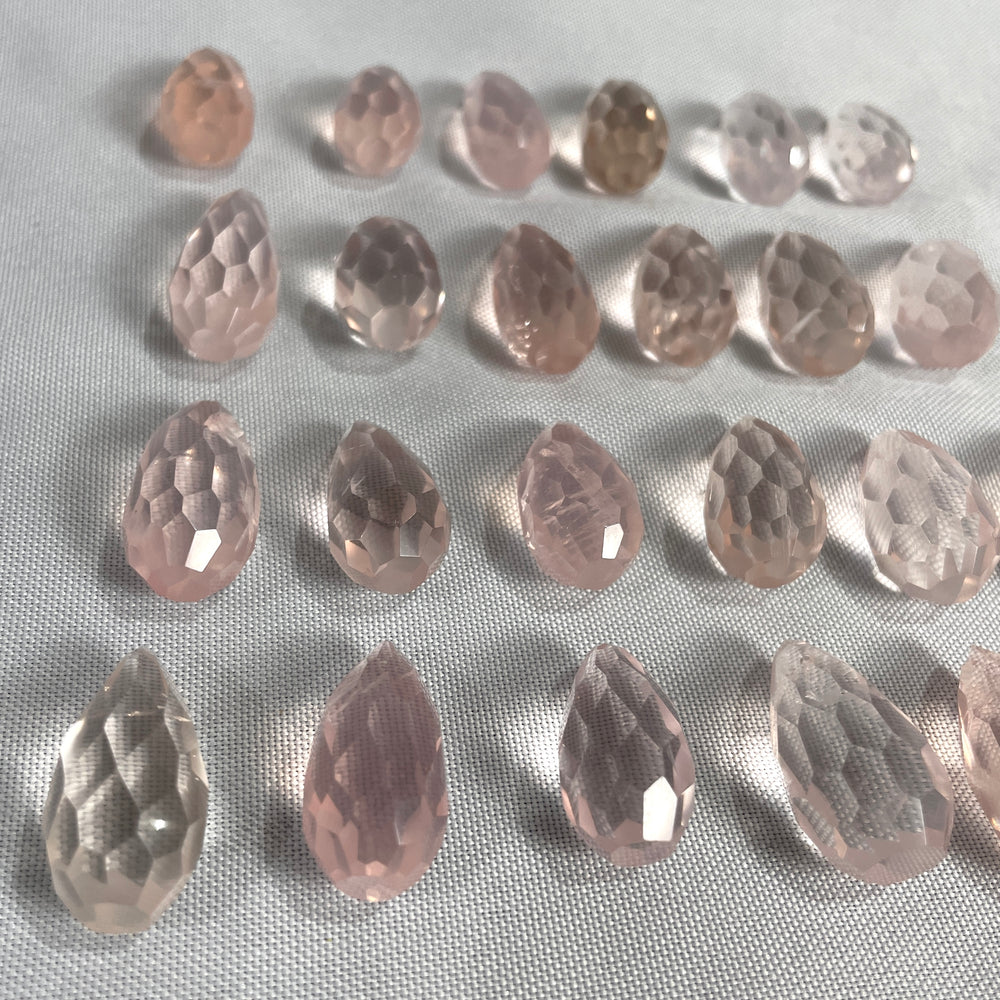 TEARDROP BRIOLETTE FACETED ROSE QUARTZ CABOCHON WHOLESALE - Amezoni Crystals Wholesale