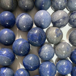 Side view of Blue Quartz Mini Spheres showing natural crystal details