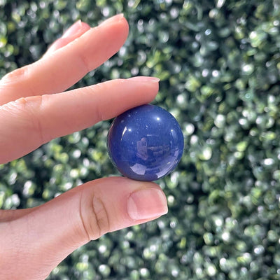 Blue Quartz Mini Spheres from Amezoni Crystals, front view