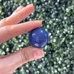 Blue Quartz Mini Spheres from Amezoni Crystals, front view
