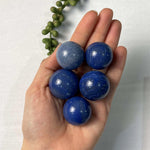 Close-up of Blue Quartz Mini Spheres with visible color and formation