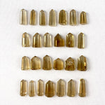 Side view of Mini Citrine Tower - 250g Lot showing natural crystal details