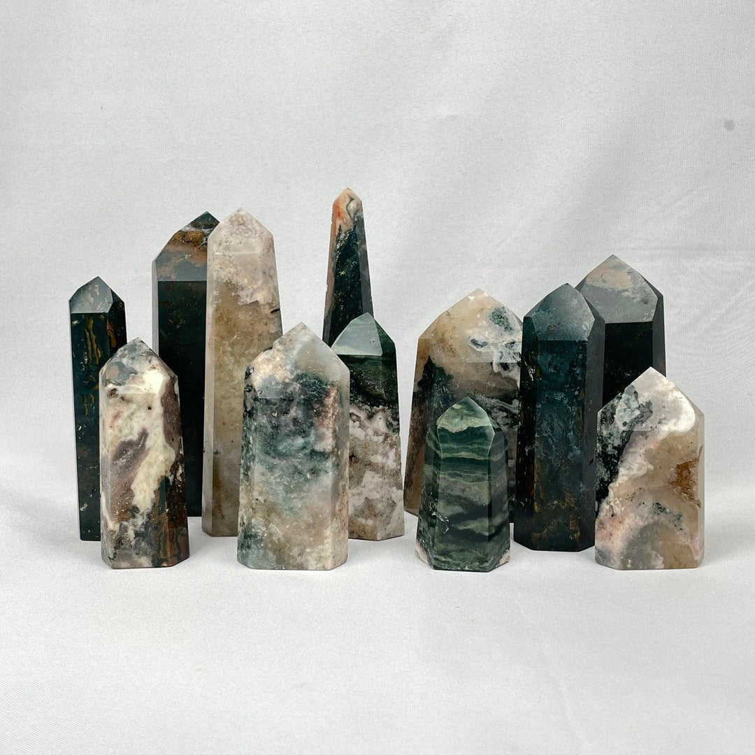 MOSS AGATE TOWER LOT - Amezoni Crystals Wholesale