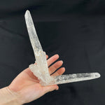 Clear Quartz Point - Unpolished Laser Double Point from Amezoni Crystals, front view