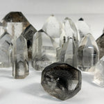 Close-up of Lemurian Quartz Free Form - Black Phantom Lemurian Towers and Free Form Lot with visible color and formation