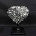 Lemurian Quartz Heart - Faceted Lemurian Heart with Stand from Amezoni Crystals, front view