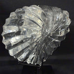 Side view of Lemurian Quartz Heart - Faceted Lemurian Heart with Stand showing natural crystal details