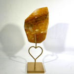 Golden Healer Free Form With Stand from Amezoni Crystals, front view