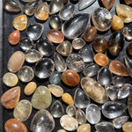 Side view of Rutile Quartz Cabochon - High Quality Colorful Rutilated Cabochons Lot showing natural crystal details