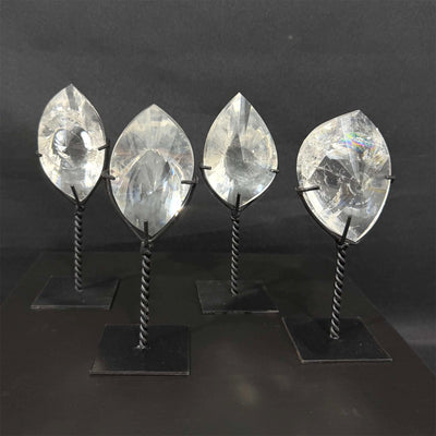 Lemurian Quartz Display Piece - High Quality Faceted Lemurian with Stand from Amezoni Crystals, front view