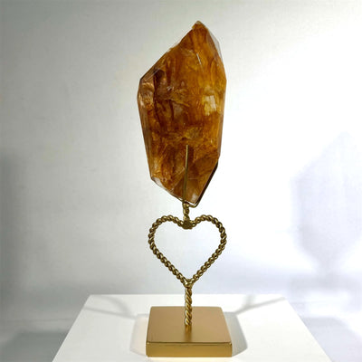 High Quality Golden Healer Free Form with Stand from Amezoni Crystals, front view