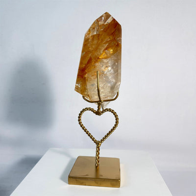 High Quality Golden Healer Free Form With Stand from Amezoni Crystals, front view