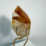 Close-up of High Quality Golden Healer Free Form With Stand with visible color and formation