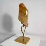 Close-up of High Quality Golden Healer Free Form With Stand with visible color and formation