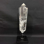 Lemurian Quartz Display Piece - High Quality Lemurian Flat Vogue with Stand from Amezoni Crystals, front view