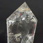 Lemurian Quartz Display Piece - High Quality Lemurian Flat Vogue with Stand shown for scale and natural variation