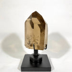 Close-up of Lemurian Quartz Tower - High Quality Lemurian Towers With Spinning Stand with visible color and formation