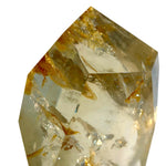 Side view of High Quality Natural Citrine Free Form and Golden Healer With Spinning Stand showing natural crystal details