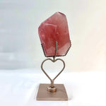High Quality Rose Quartz Free Form With Stand from Amezoni Crystals, front view
