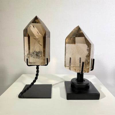 High Quality Smoky Lemurian Towers w/ stand
