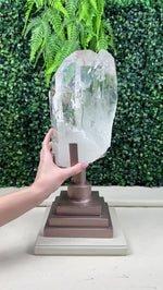 Super High Quality Diamantina Elestial with Stand product video showing Diamantina Quartz Display Piece - Super High Quality Diamantina Elestial from Amezoni.