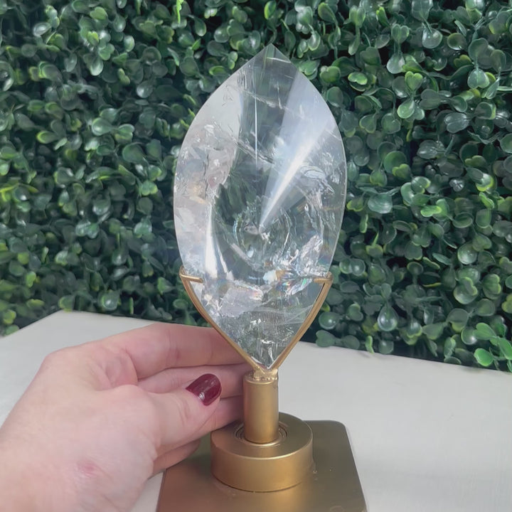 HQ FACETED LEMURIAN W/ SPINNING STAND