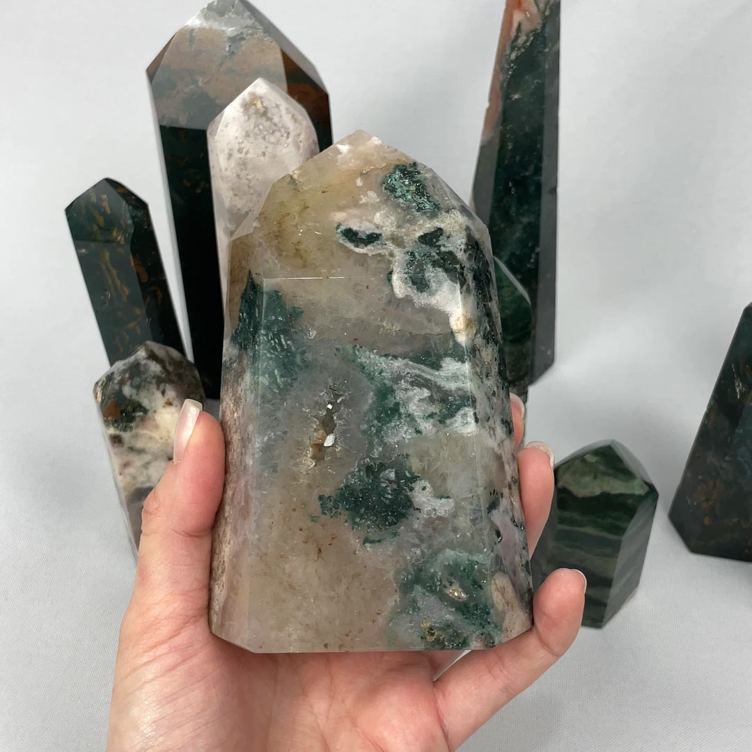 MOSS AGATE TOWER - 1kg Lot