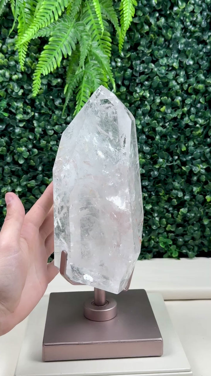 POLISHED LEMURIAN QUARTZ POINT W/ STAND