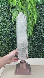 Lemurian Quartz Point with Stand product video showing Shop Lemurian Quartz Point with Stand from Amezoni in Brazil.