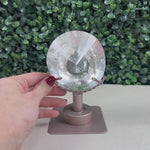 FACETED LEMURIAN W/ SPINNING STAND product video showing Lemurian Quartz Display Piece - Faceted Lemurian with Spinning Stand from Amezoni.