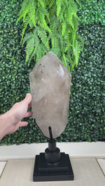 Rutilated Smoky Quartz with Stand product video showing Shop Rutilated Smoky Quartz with Stand Display Piece from Amezoni in Brazil.
