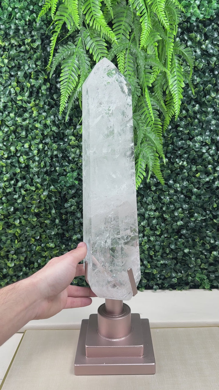 Lemurian Quartz Point with Stand