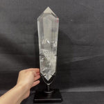 High Quality Lemurian Flat Vogue w/ Stand product video showing Lemurian Quartz Display Piece - High Quality Lemurian Flat Vogue in bulk from Amezoni.