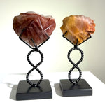 Faceted Amphibole Hearts With Stand Set