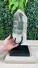 High Quality Diamantina Point with Stand product video showing Diamantina Quartz Point - High Quality Diamantina Point with Stand from Amezoni Brazil.