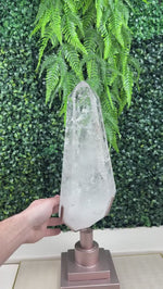 Lemurian Quartz Point with Stand product video showing Shop Lemurian Quartz Point with Stand from Amezoni in Brazil.