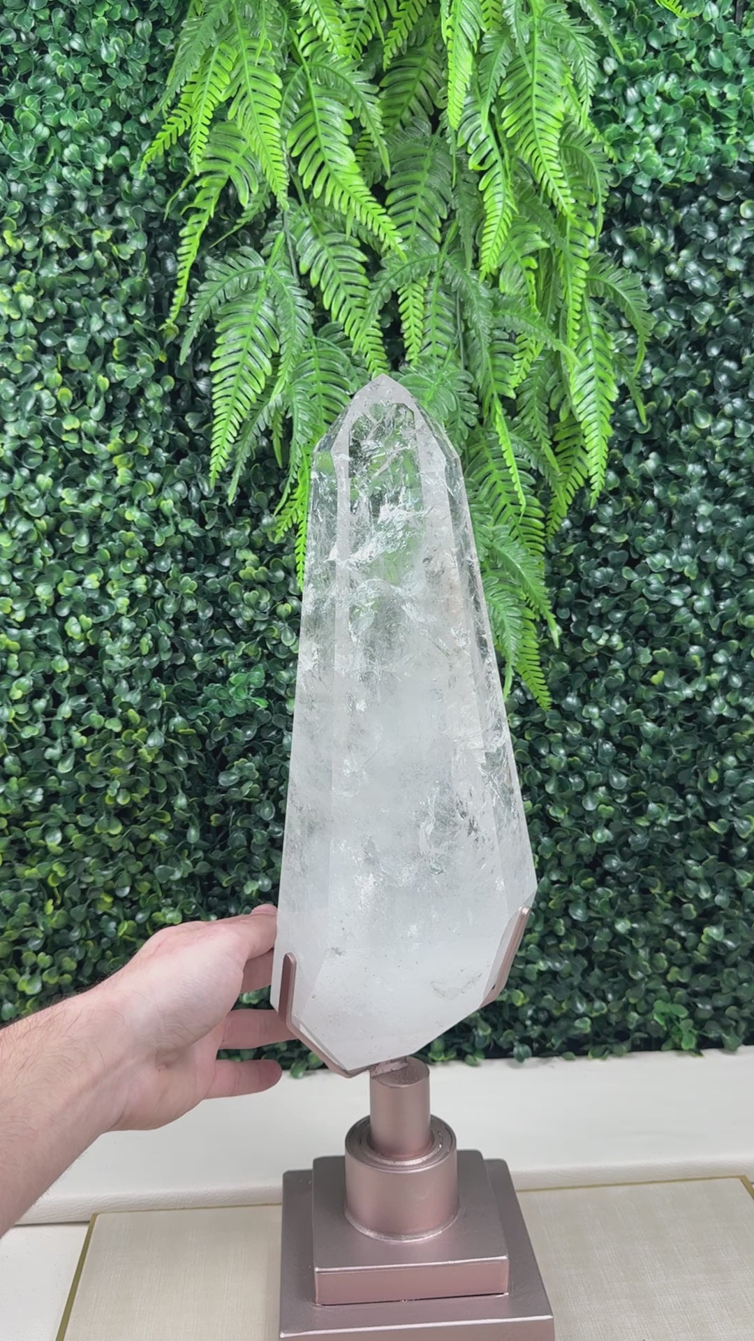 Lemurian Quartz Point with Stand