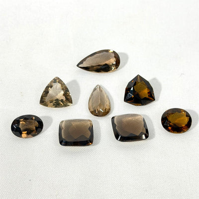 Smoky Quartz Faceted Cabochons Lot